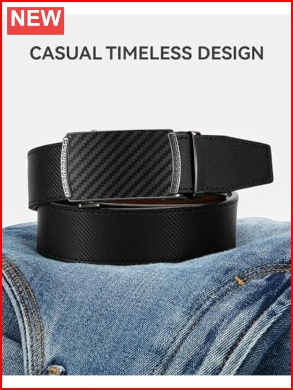 Genuine Leather Ratchet Belt - Customizable Fit, Effortless Style 35mm